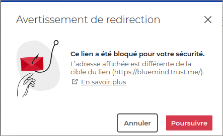 Avertissement de redirection Avertissement de redirection